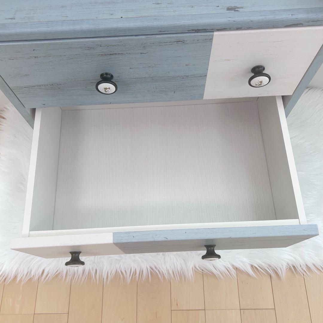 白井産業　フレンチシャビー チェスト　フレンチカントリー　ペールブルー　北欧