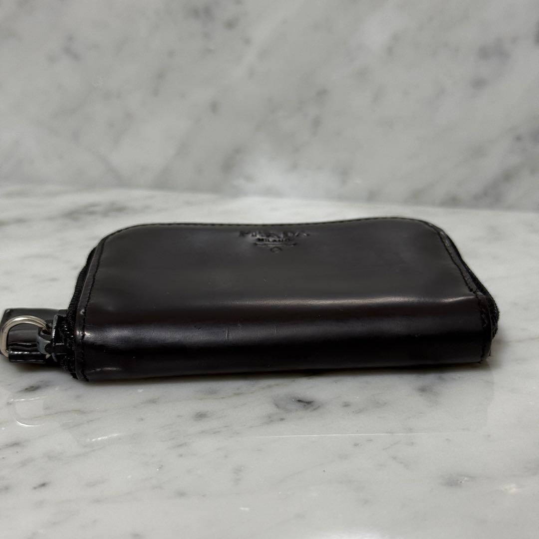 PRADA プラダ ケース 小銭入れ ジップ エナメル ブラック 財布