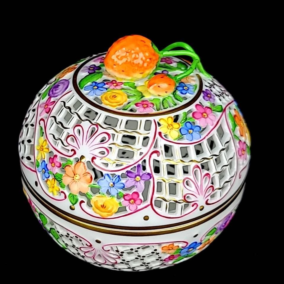 □美品□ヘレンド　透かしボンボン入れ　ボンボニエール　HEREND