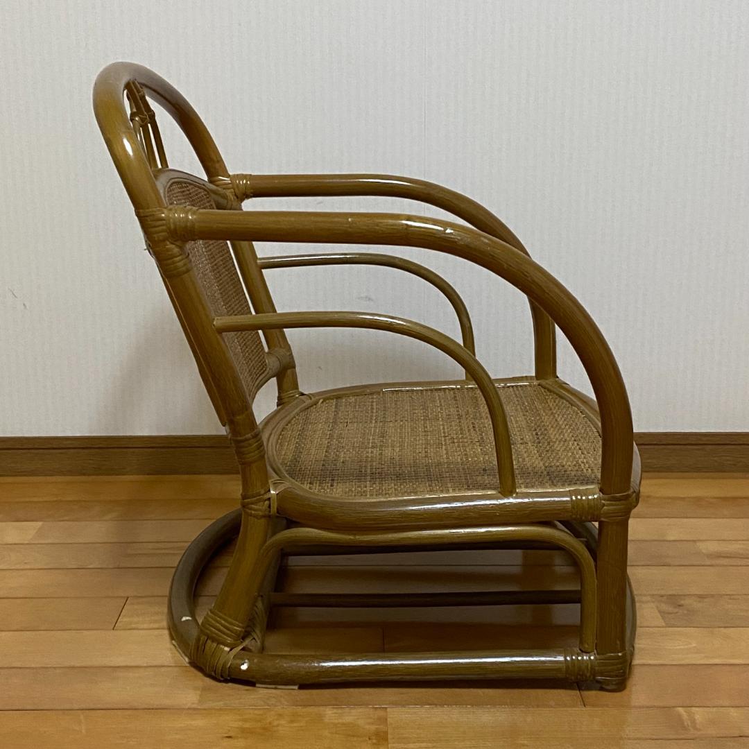 籐 ラタン ローチェア 肘付 W54 D57 H61 座面の高さ20 送料込み