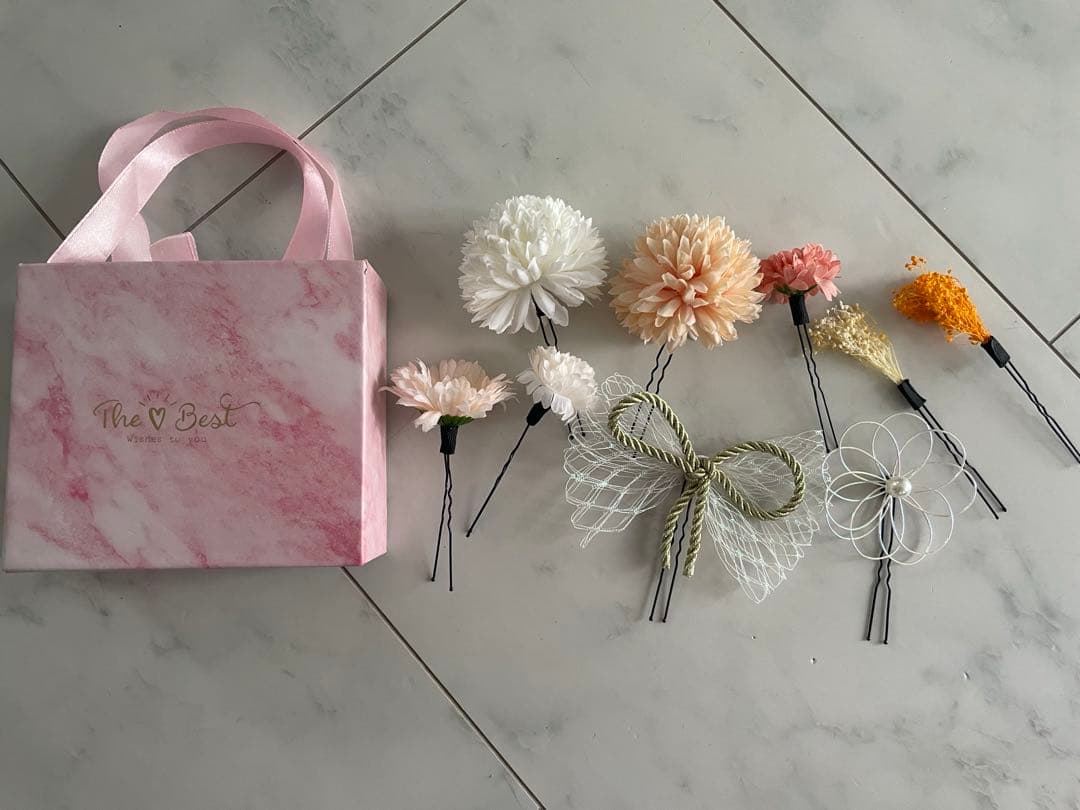 袴4点セット 簡易袴 150 髪飾りブーツ付き