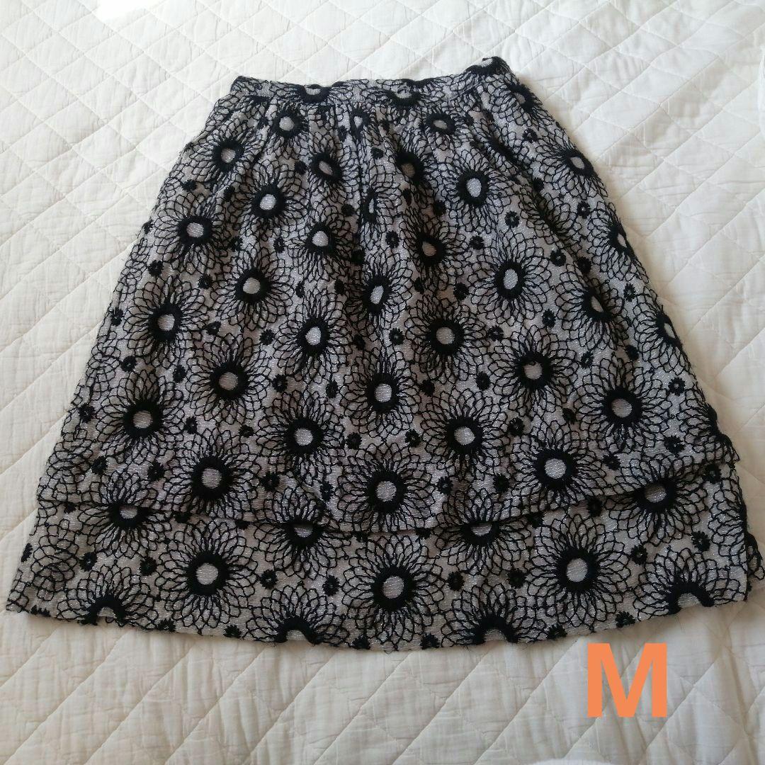 コムデギャルソン 花柄刺繍 フレアスカート M