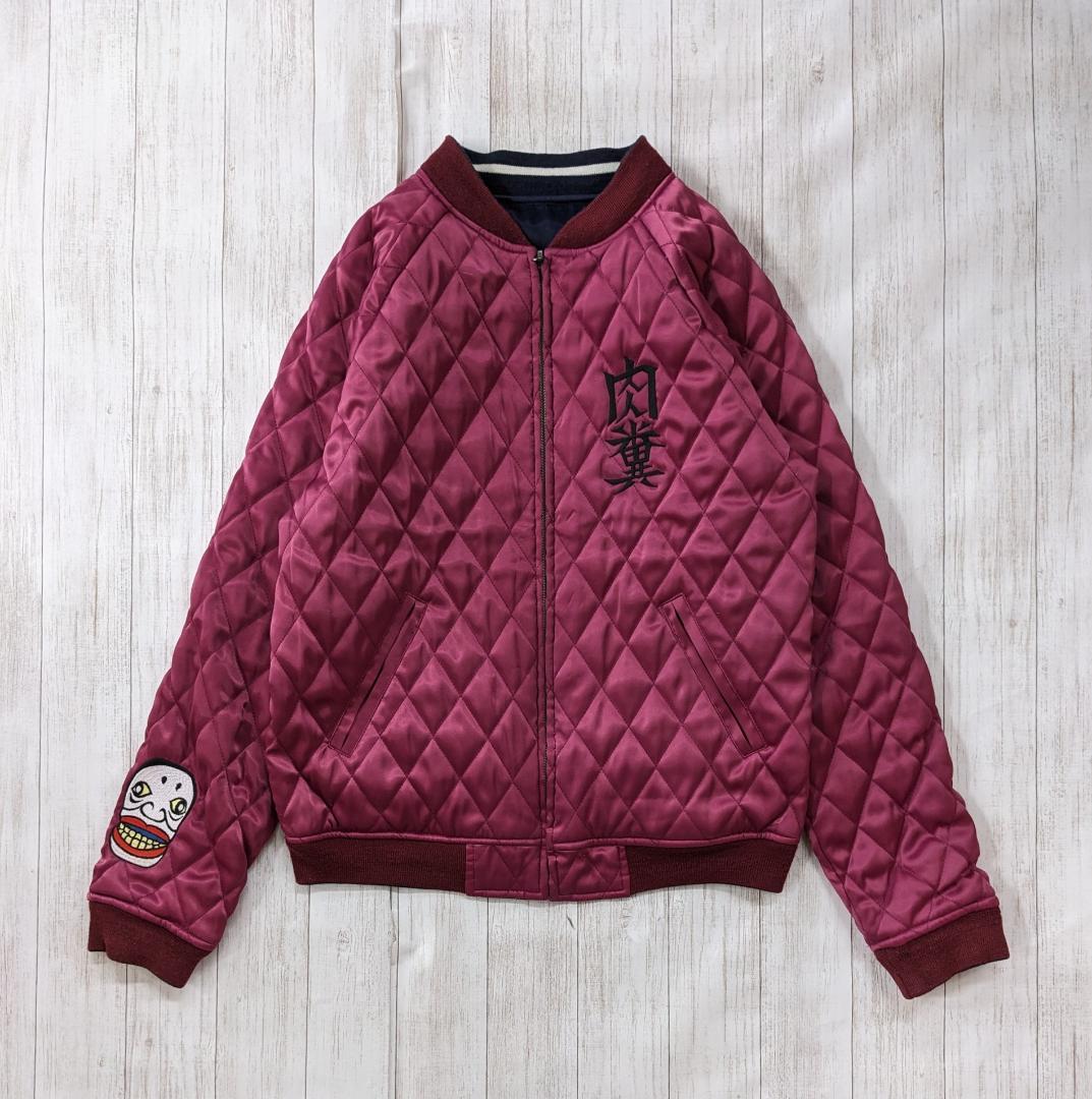 パンクドランカーズ✕くっきー/リバーシブルスカジャン総刺繍/サテン/キルティング