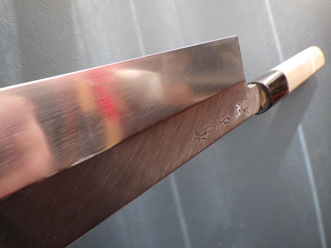 テ*ん様 京都/有次・鎌薄包丁・黒本水牛★手研ぎ済み▲記名有り▲