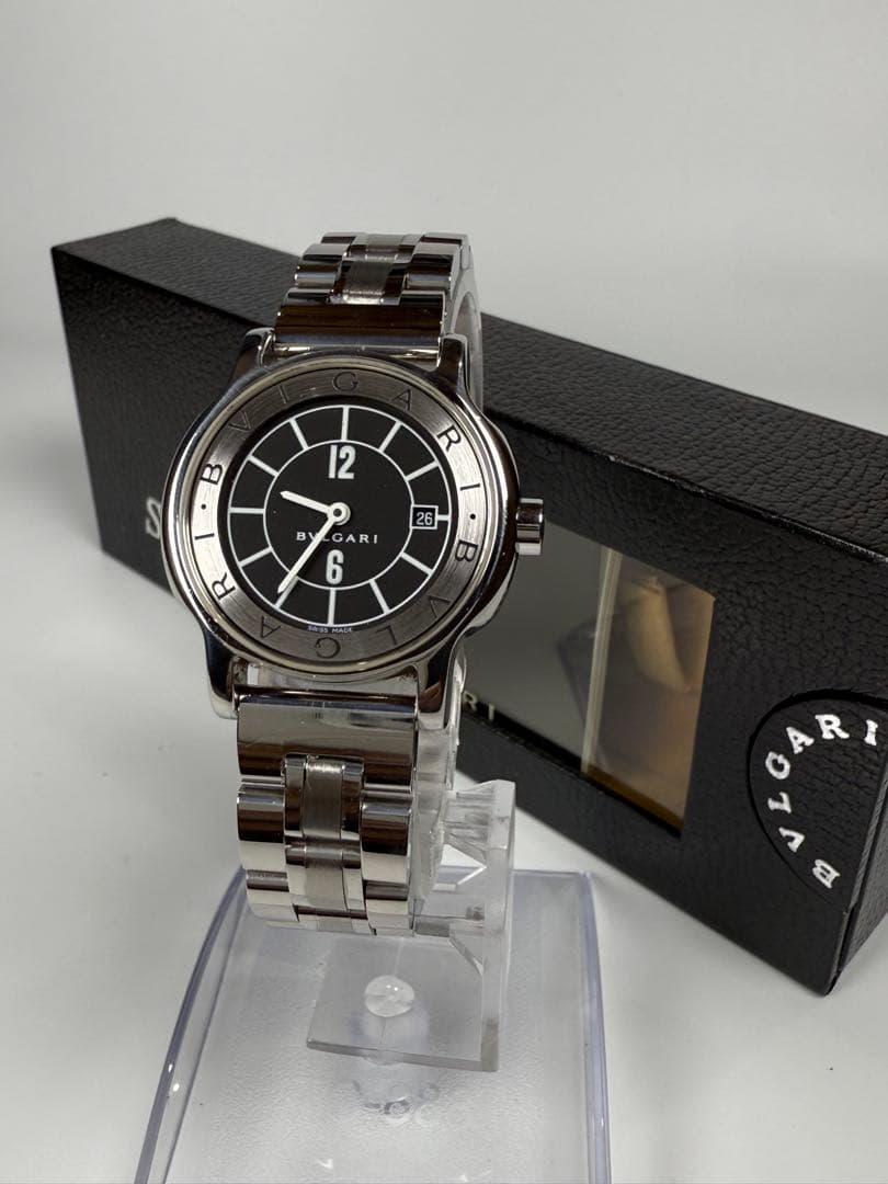 BVLGARI ソロテンポ ブラック文字盤 箱付ラウンドデイト 【極美品】