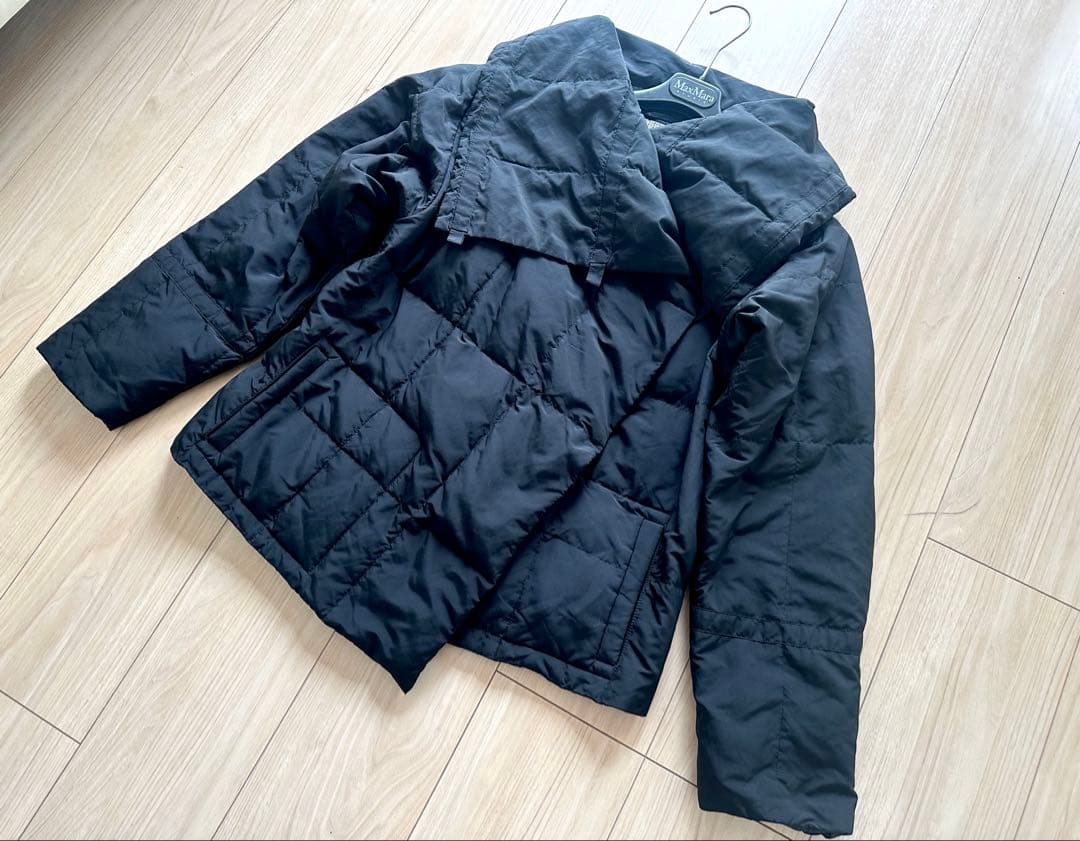 マックスマーラMaxMaraweekend☆軽量ショールカラーダウンジャケット黒