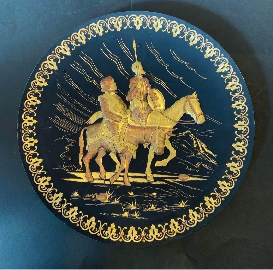 希少スペイン トレド ダマスキナード プレート 皿 金銀象嵌立体直径19.8cm