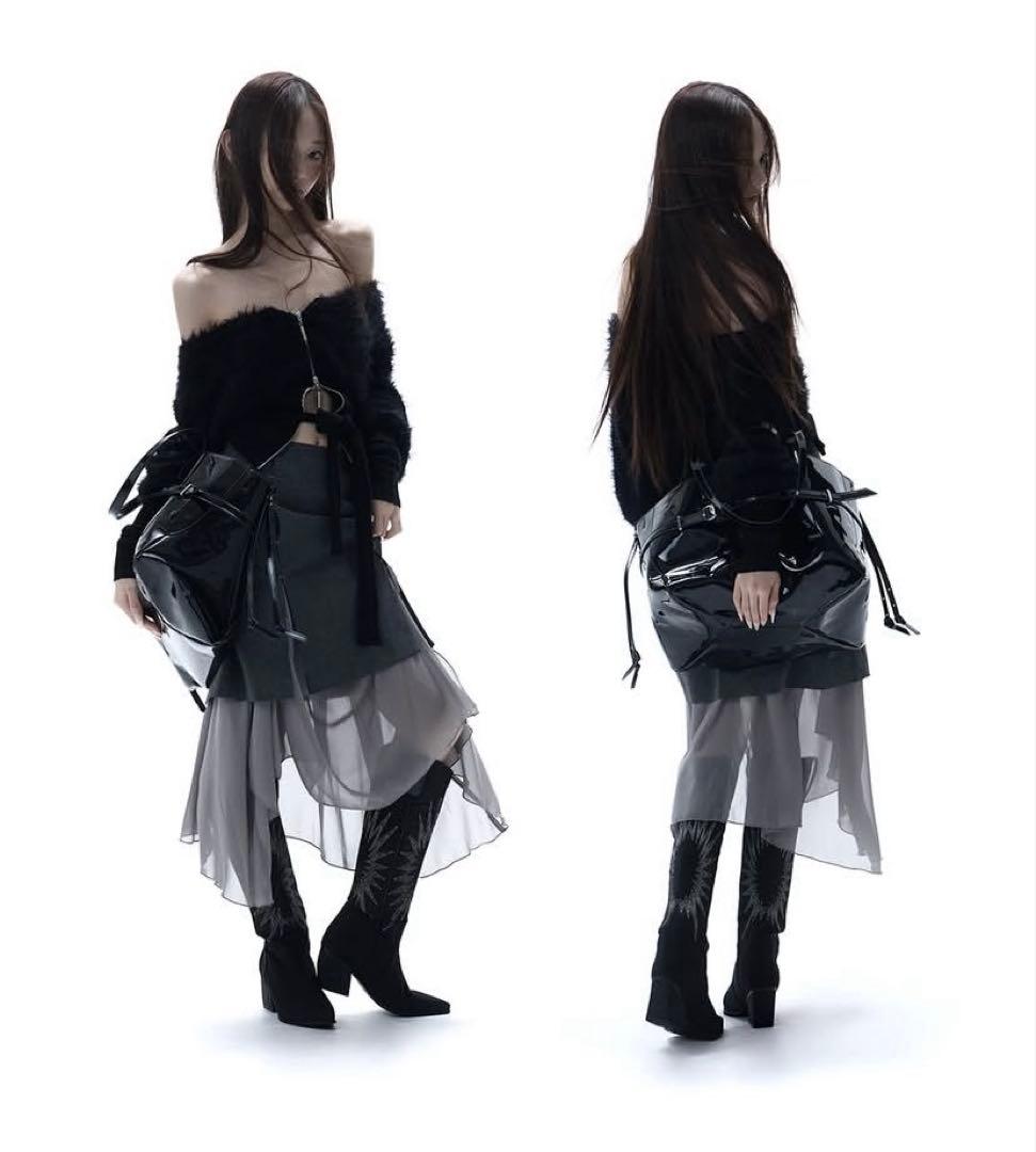 トップス S contrast zip knit THEREDTHREAD
