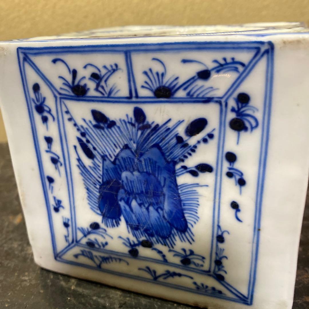 中国古玩　華図水滴形硯　【桐箱付】