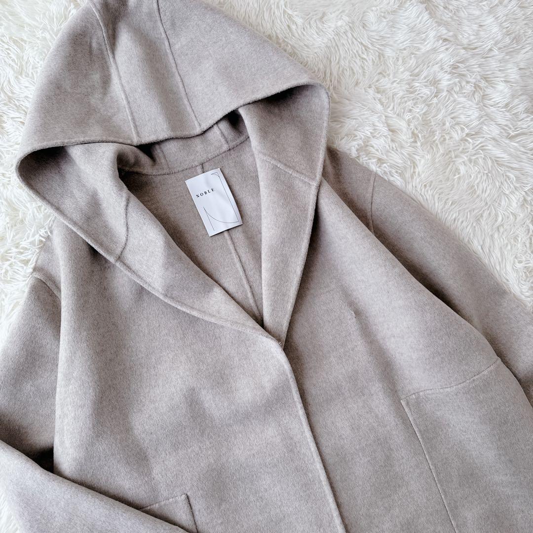 完売品✨美品✨NOBLEノーブルSuper160sリバーフーディーコート 36