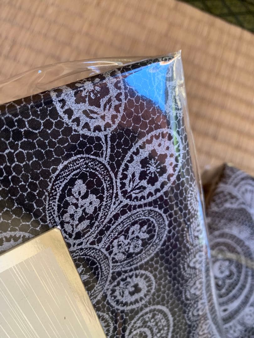  Sateen 掛け布団カバー ペイズリー柄 ブラック シルバー 光沢