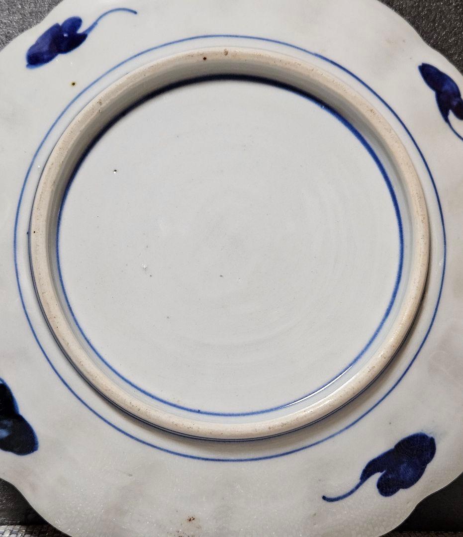 【最上作品❗️】幕末～明治　古伊万里　金襴手　鉢花の図　18輪花縁　鎬造　染錦皿