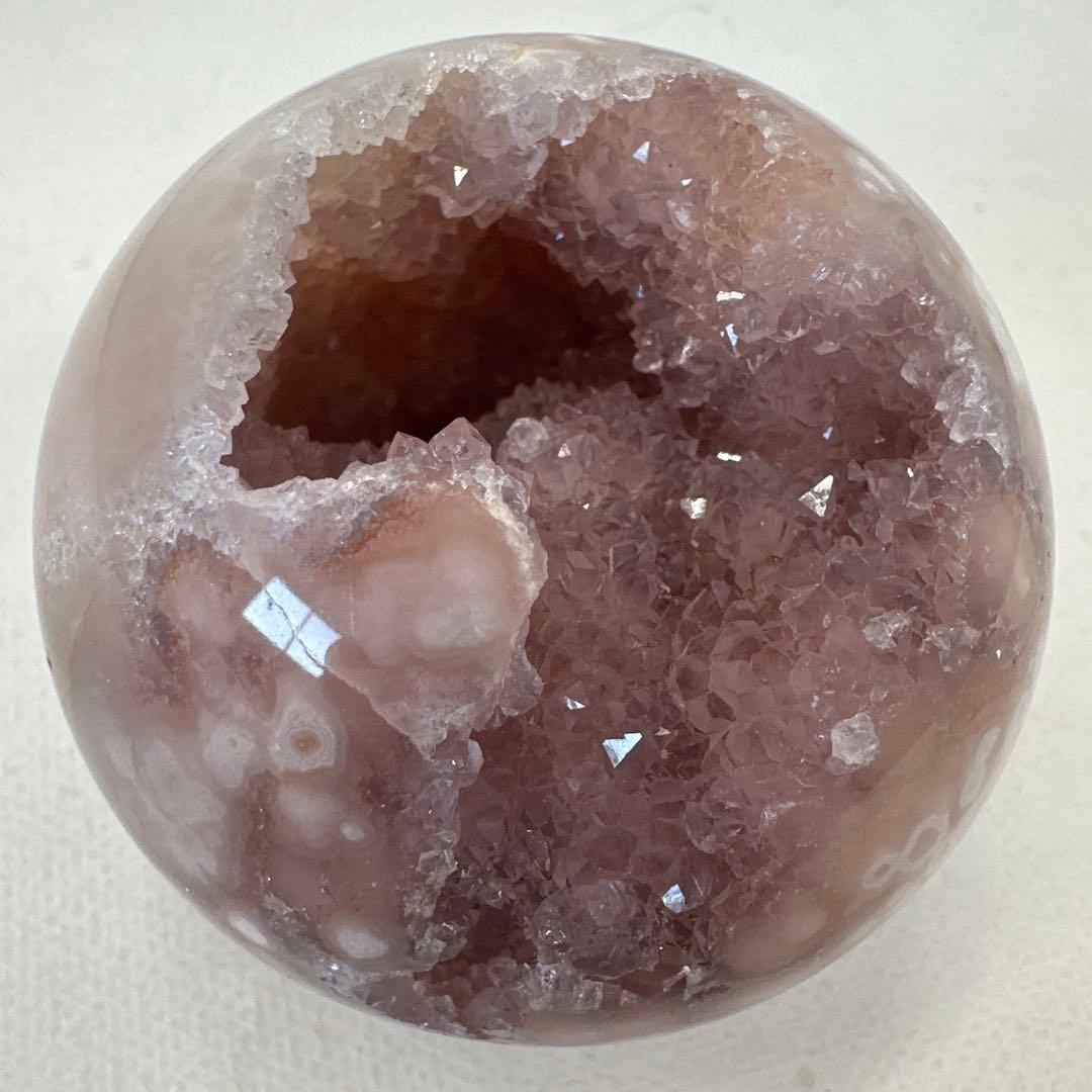 ピンクアメジスト　フラワーアゲート　笑口　ジオード　スフィア　丸玉