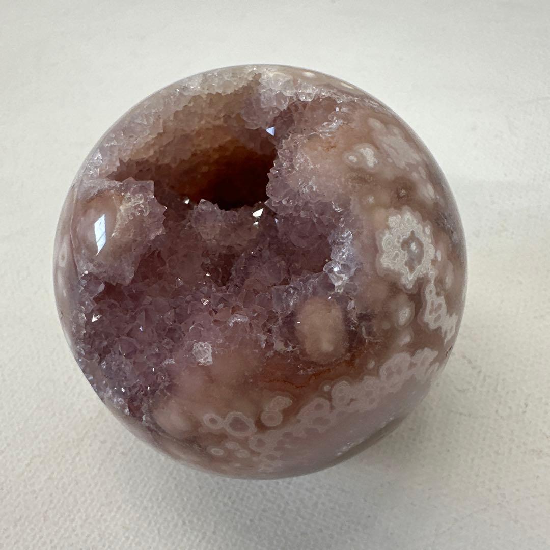 ピンクアメジスト　フラワーアゲート　笑口　ジオード　スフィア　丸玉