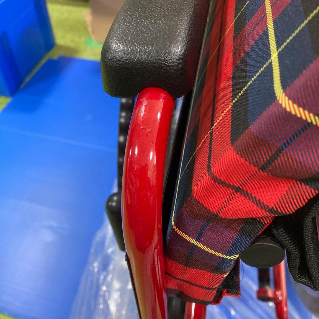 【未使用品】 カワムラサイクル 自走式 折りたたみ 車椅子 アルミ製　赤チェック