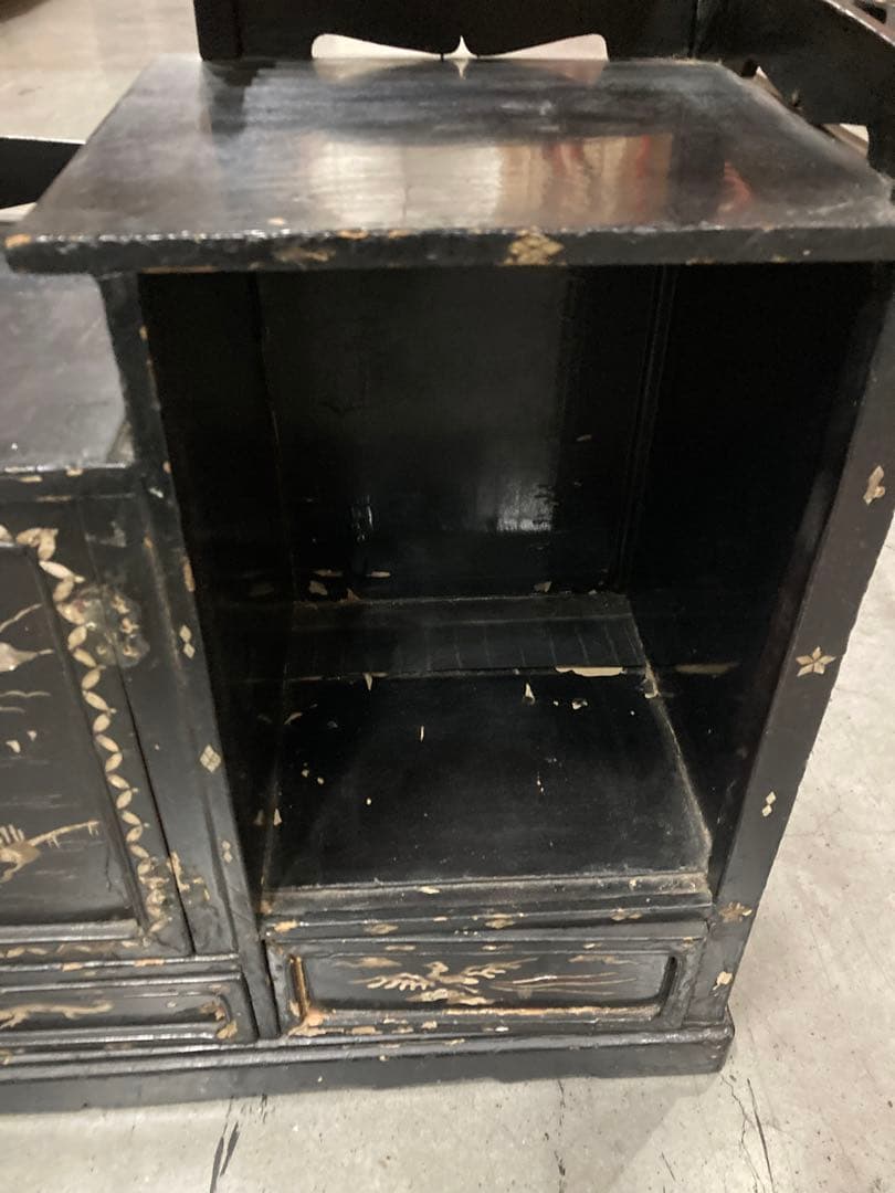 アンティーク 中国詩歌 螺鈿 茶棚 茶箪笥 飾り棚 インテリア 年代物 当時物