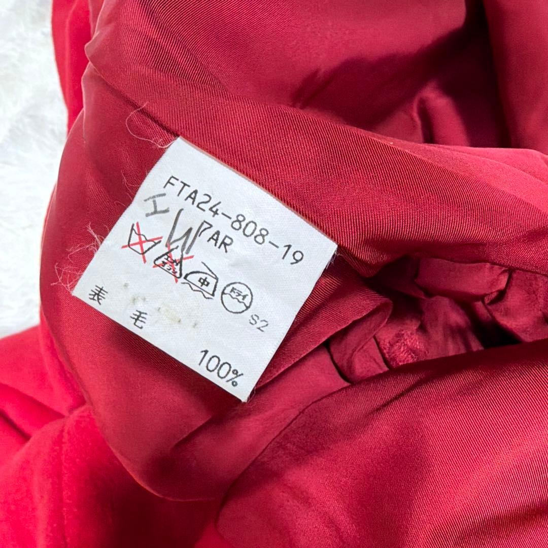 BURBERRY バーバリー アンゴラ100％ 赤色 金ボタン 比翼コート