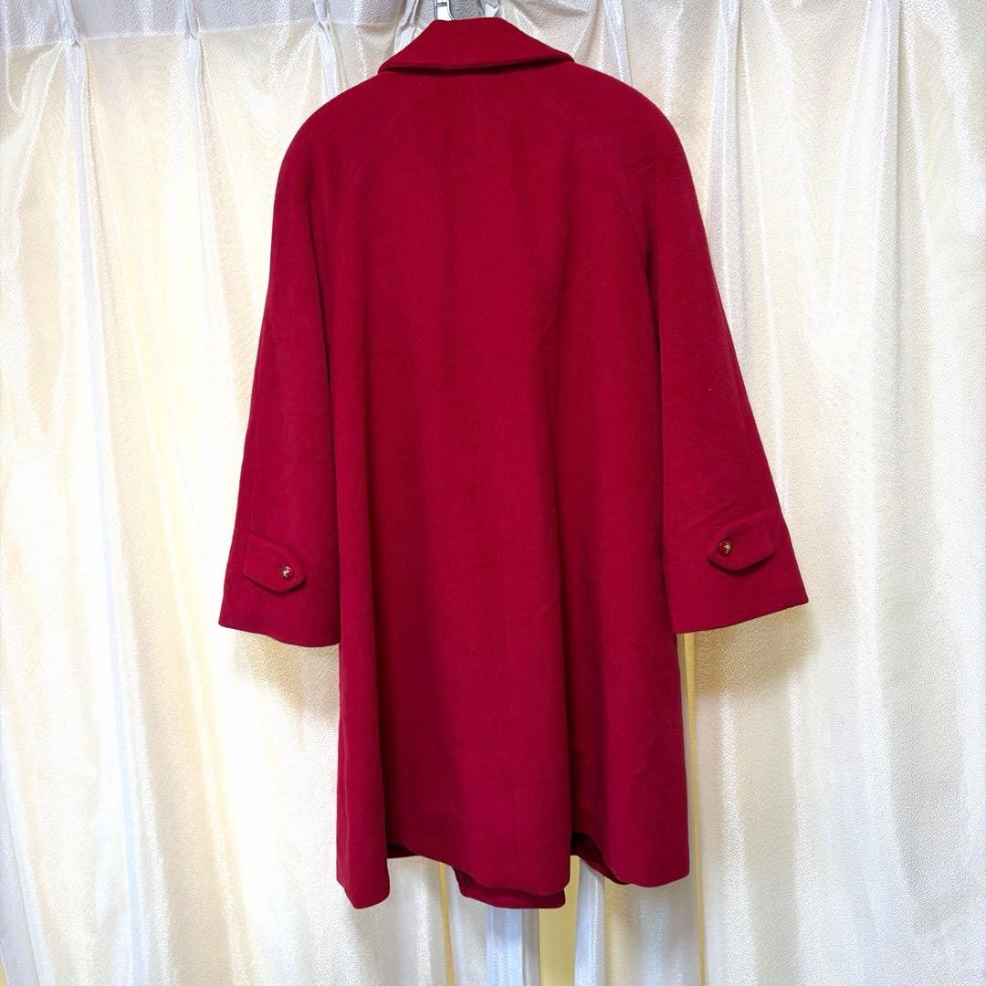 BURBERRY バーバリー アンゴラ100％ 赤色 金ボタン 比翼コート