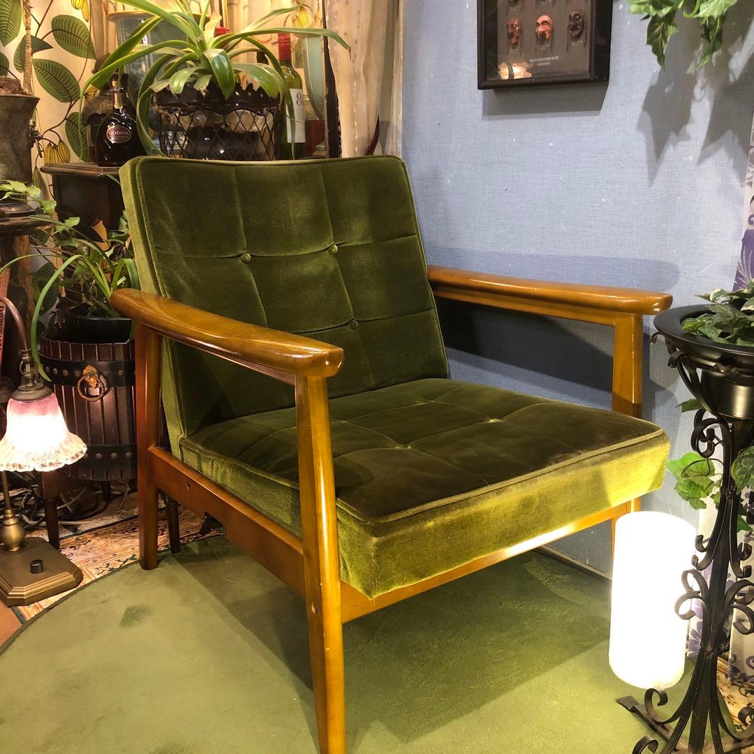 き*)様 ヴィンテージ カリモク６０　1シーター チェア　ソファ　モケットグリー