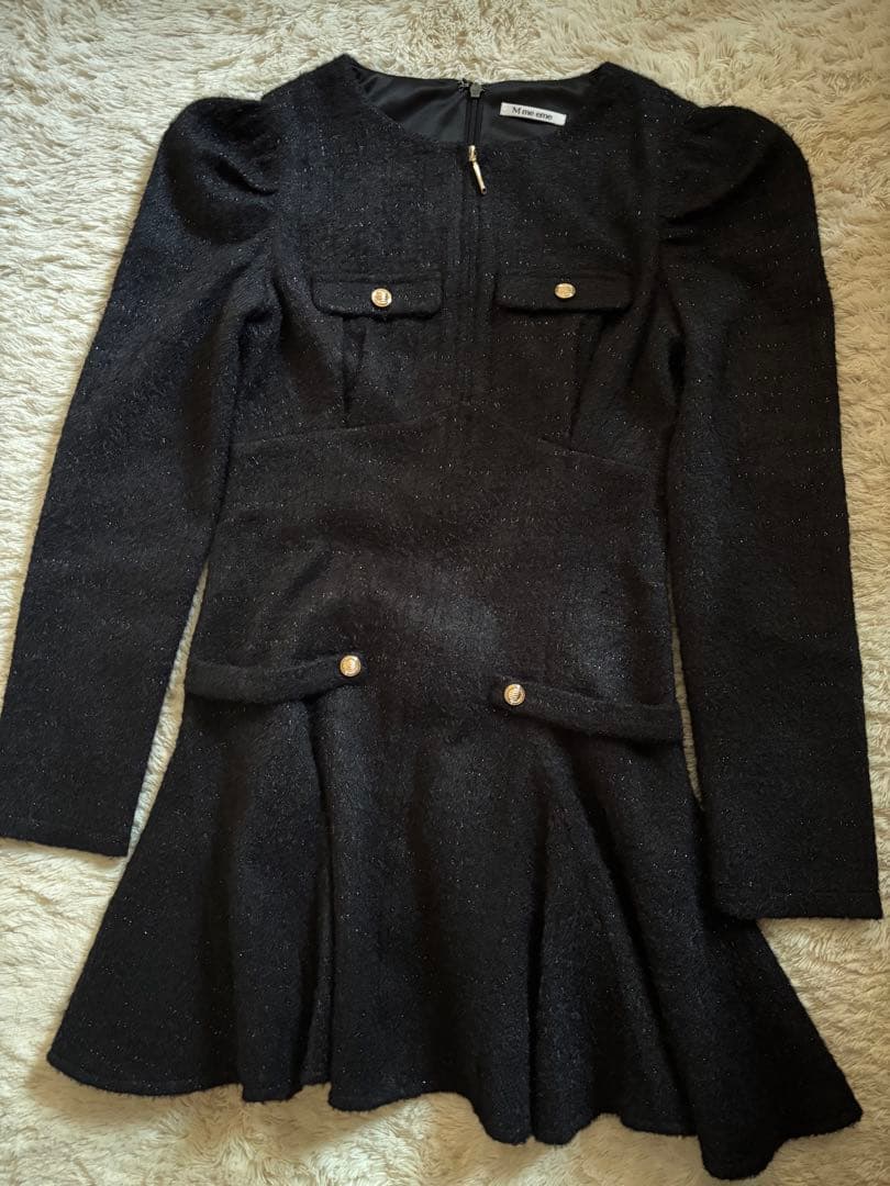 M me eme ジップパフミニワンピース 黒