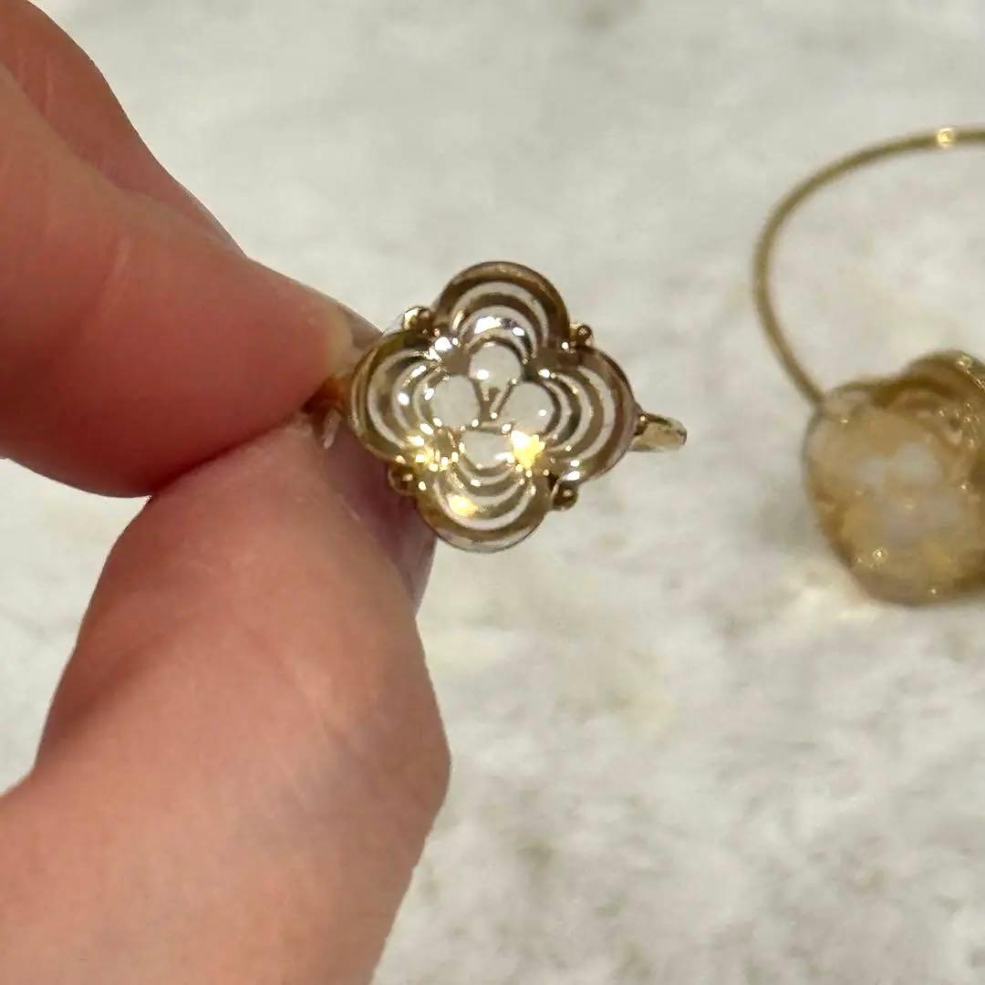 ルイヴィトン　花モチーフ ループピアス&リングセット