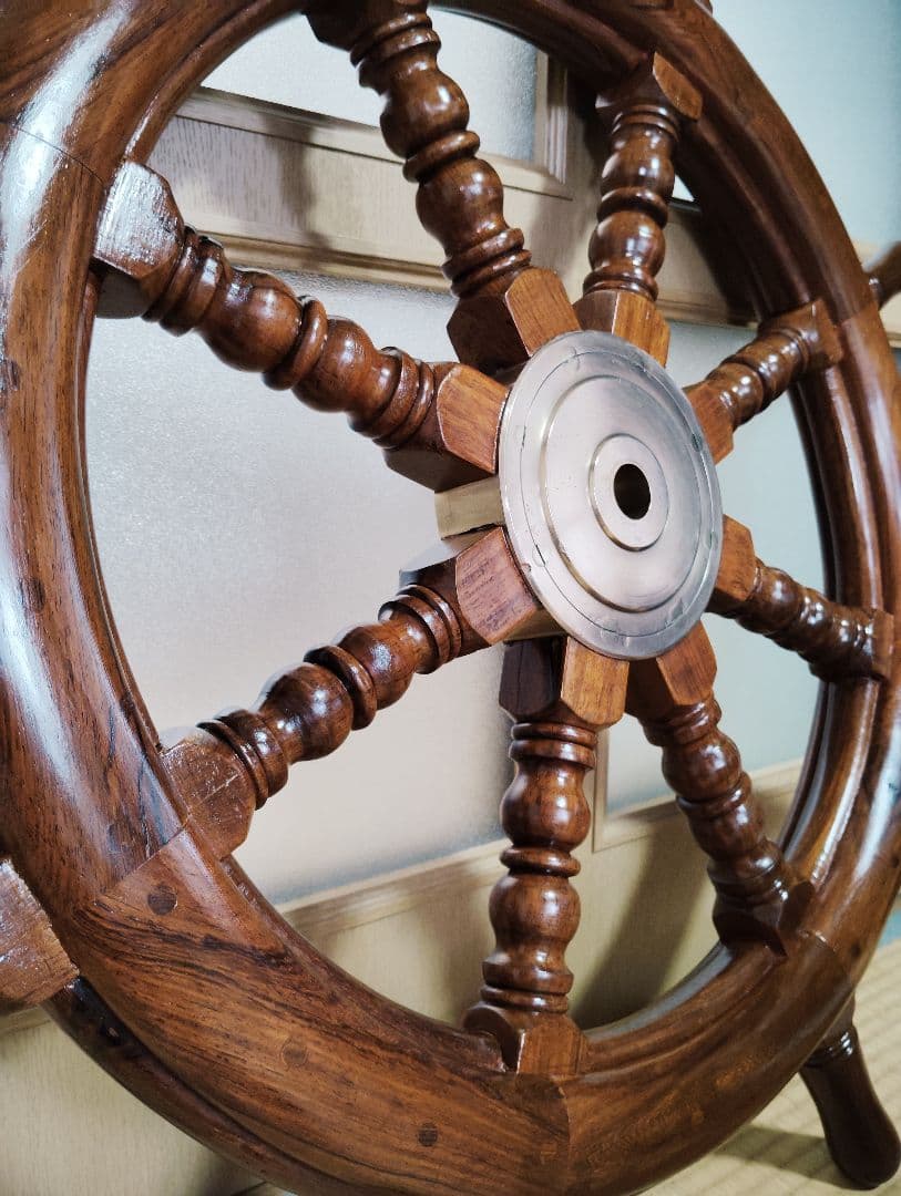 木製　船の舵　舵　舵輪　骨董品　置物　インテリア　コレクション