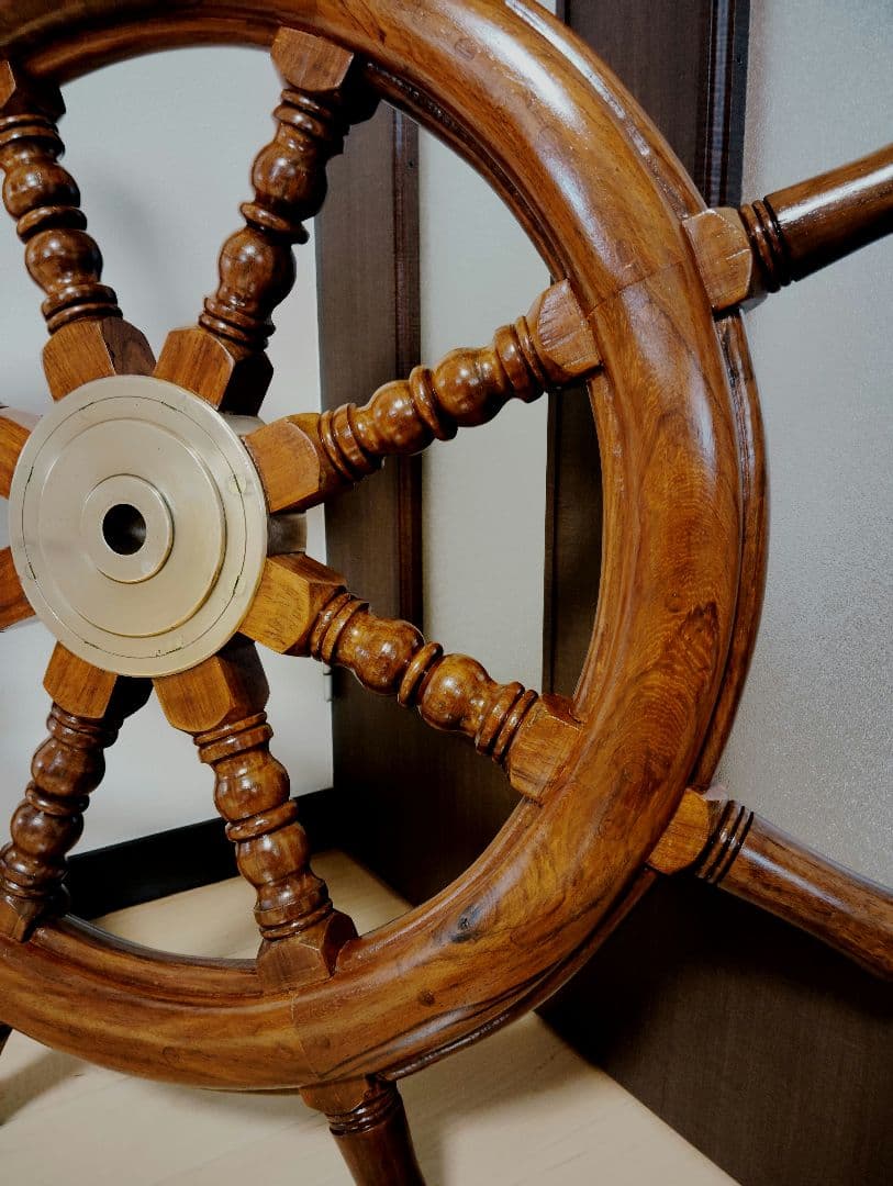 木製　船の舵　舵　舵輪　骨董品　置物　インテリア　コレクション