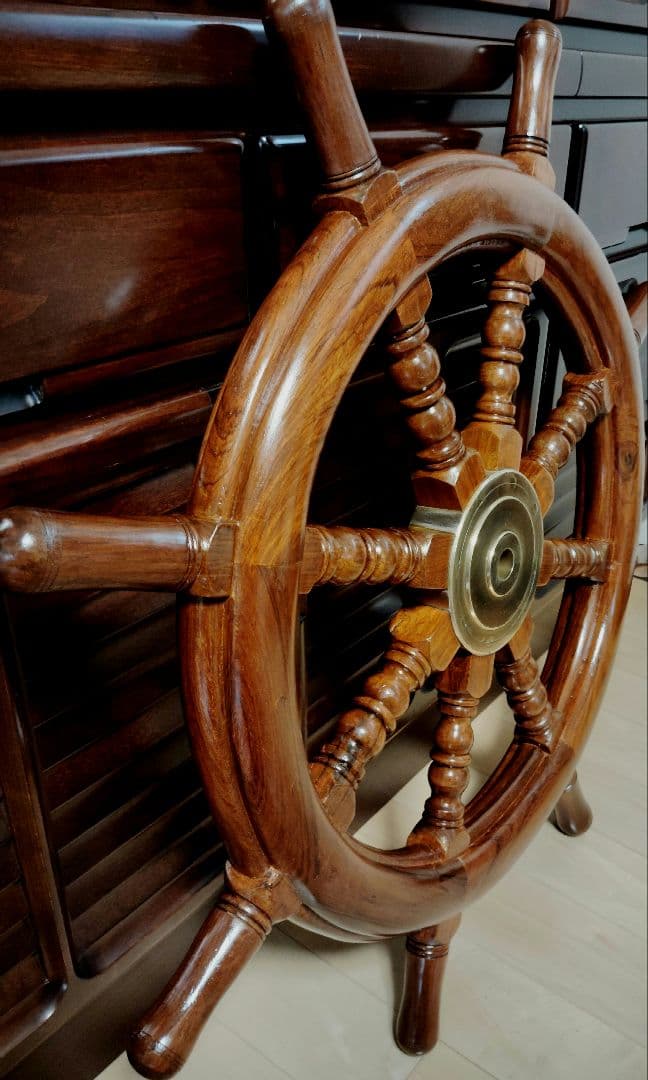 木製　船の舵　舵　舵輪　骨董品　置物　インテリア　コレクション