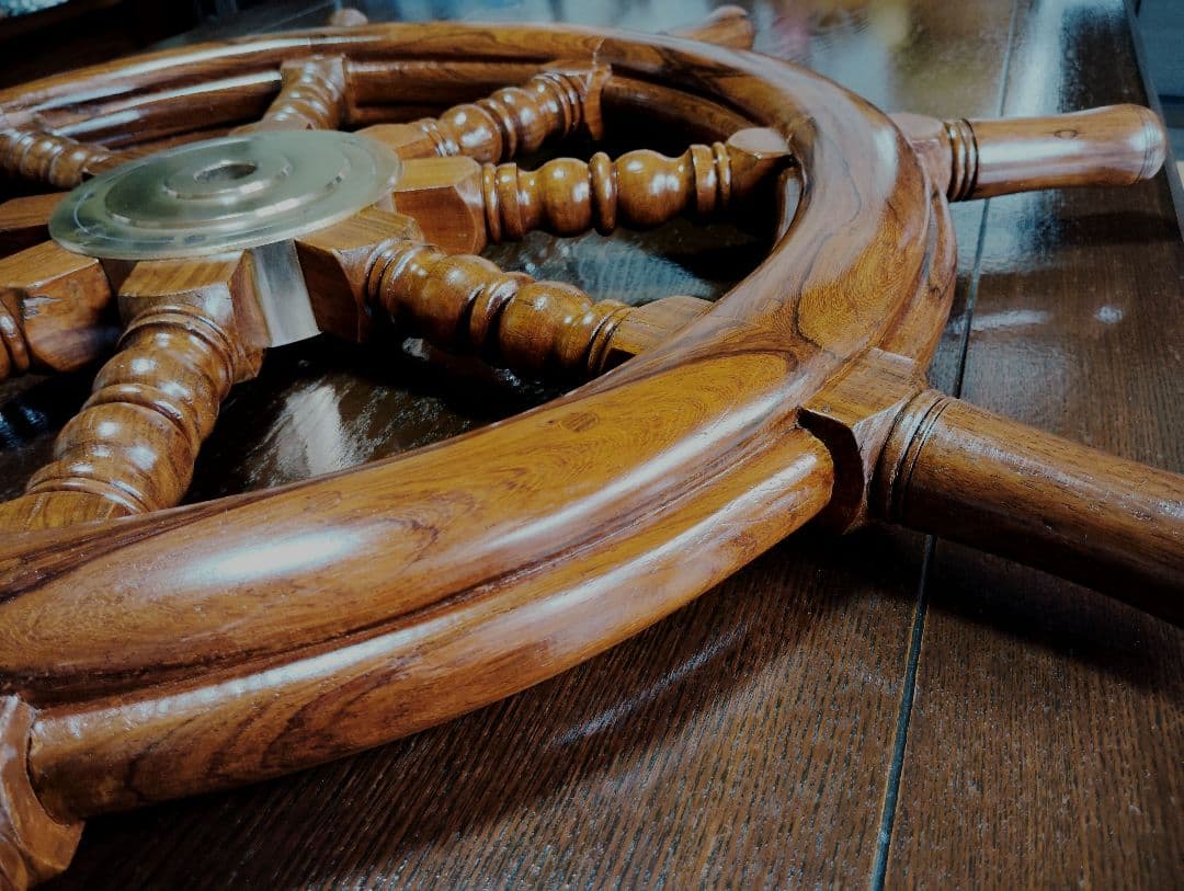 木製　船の舵　舵　舵輪　骨董品　置物　インテリア　コレクション