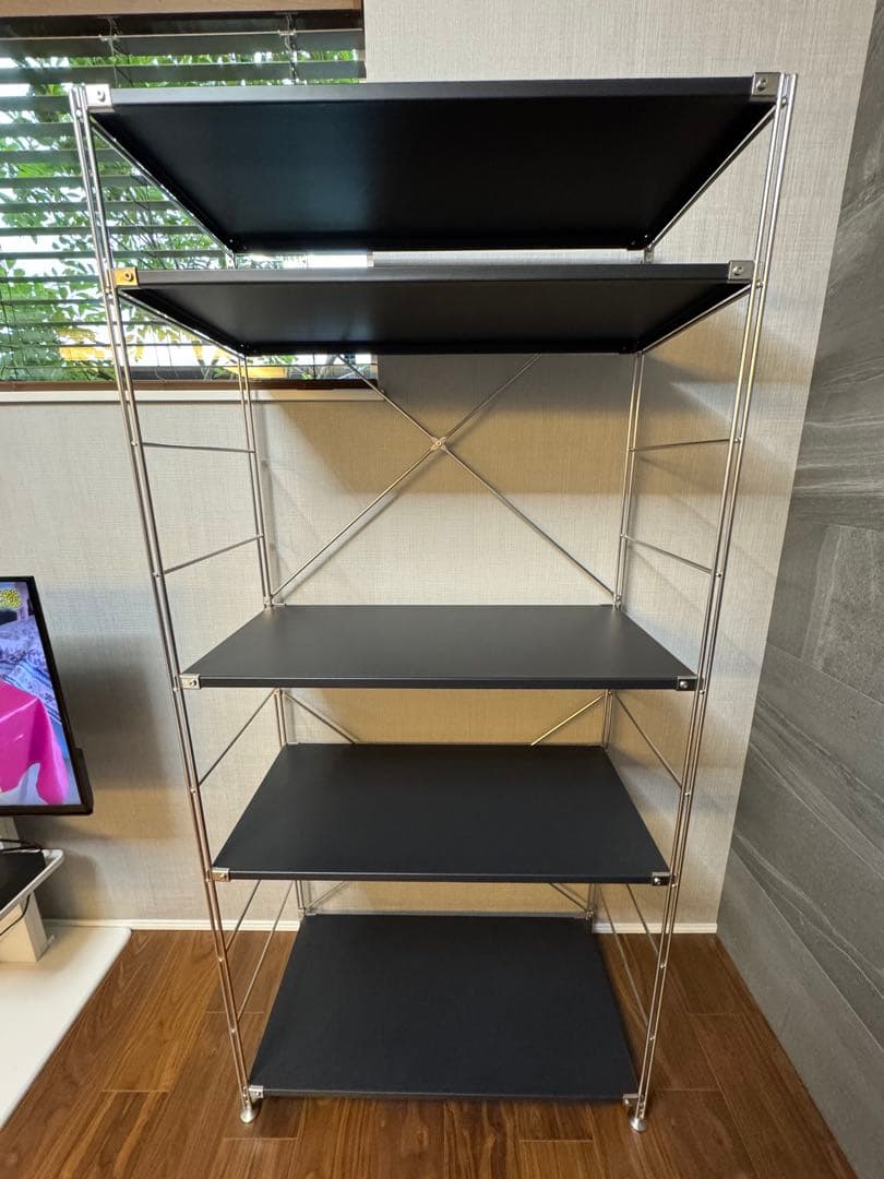 無印スチールユニットシェルフ　スチール棚　ダークグレー