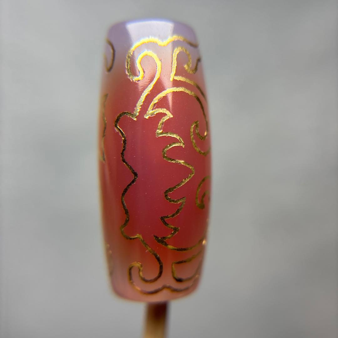 ありあ玉髄　金線如意蓮花天珠　11-83