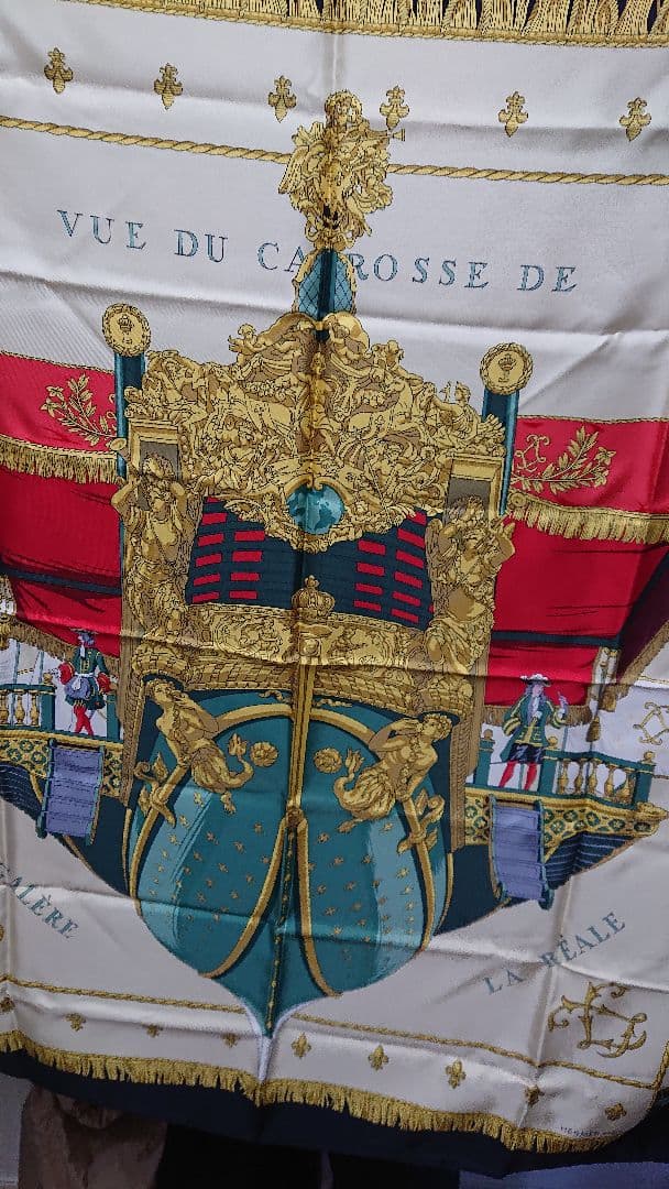 M*送様 HERMES エルメス シルク製 王室馬車デザイン スカーフ 未使用