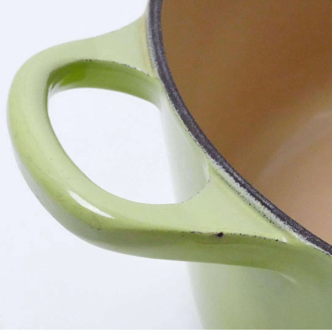 【美品】LE CREUSET　ココット ロンド フルーツグリーン 22cm