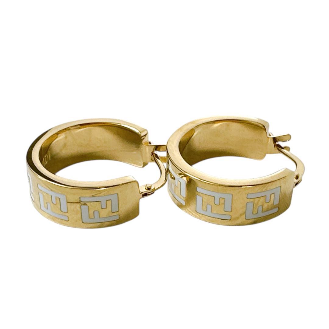 FENDI フェンディ フォーエバー FFロゴ フープ ピアス メタル ゴールド