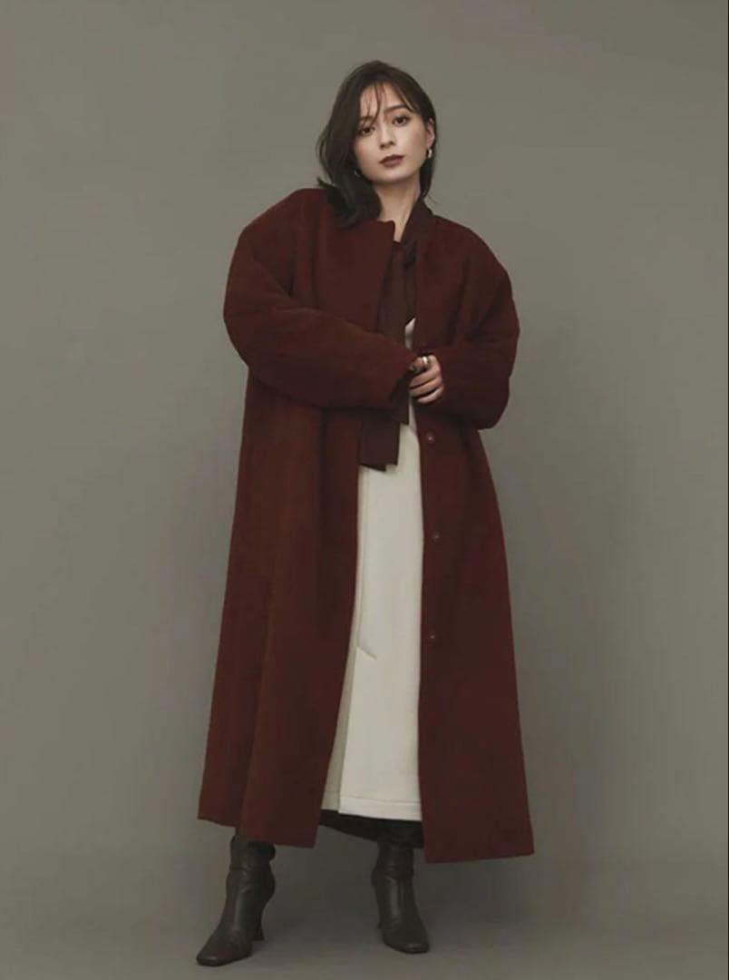 【新品】anuans アニュアンス　クルーネックシャギーロングコート