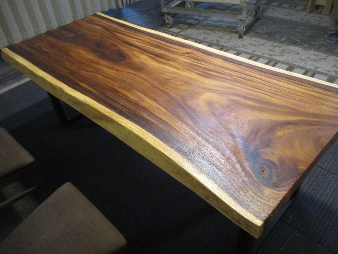 ＃1564■　モンキーポッド　テーブル　ローテーブル　ダイニング　座卓　一枚板