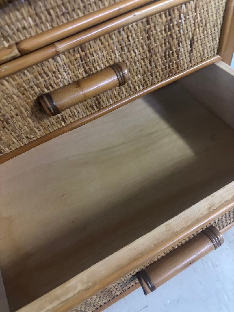 藤ラタン　チェスト　6段引き出し　カゴ収納家具　箪笥　整理棚