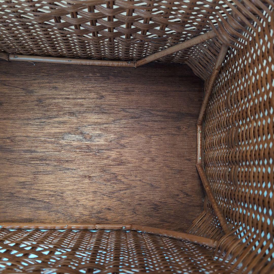 ラタン籐大型バスケット 昭和レトロ