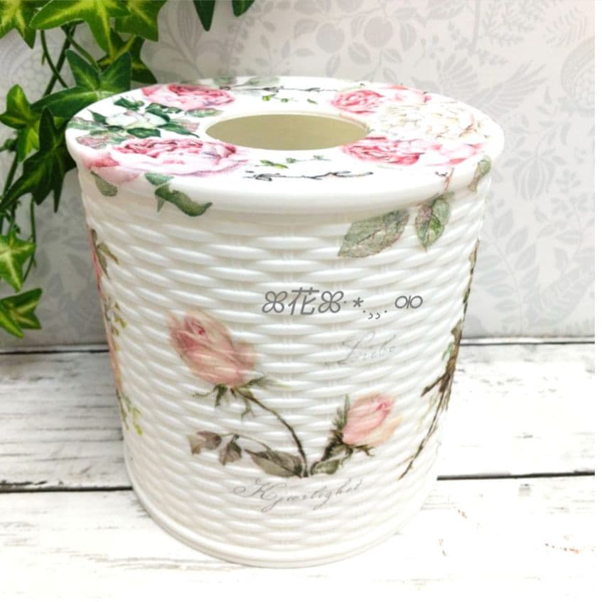 デコパージュꔛ‬ꕤティッシュケース♡インテリア雑貨♡薔薇♡ガーデン♡リメ缶
