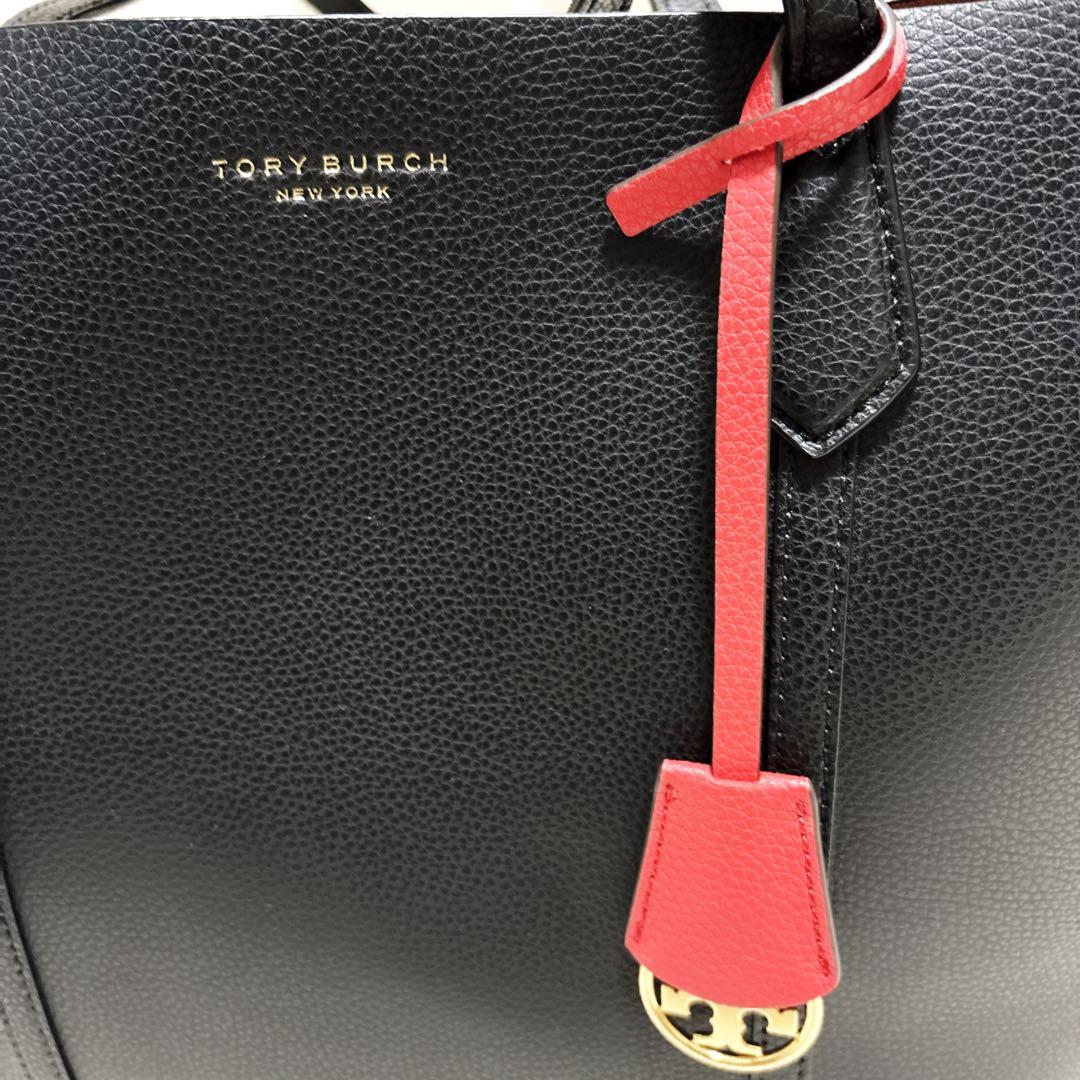 新品級 トリーバーチ ペリー トリプルコンパートメント トートバッグ 黒 A4