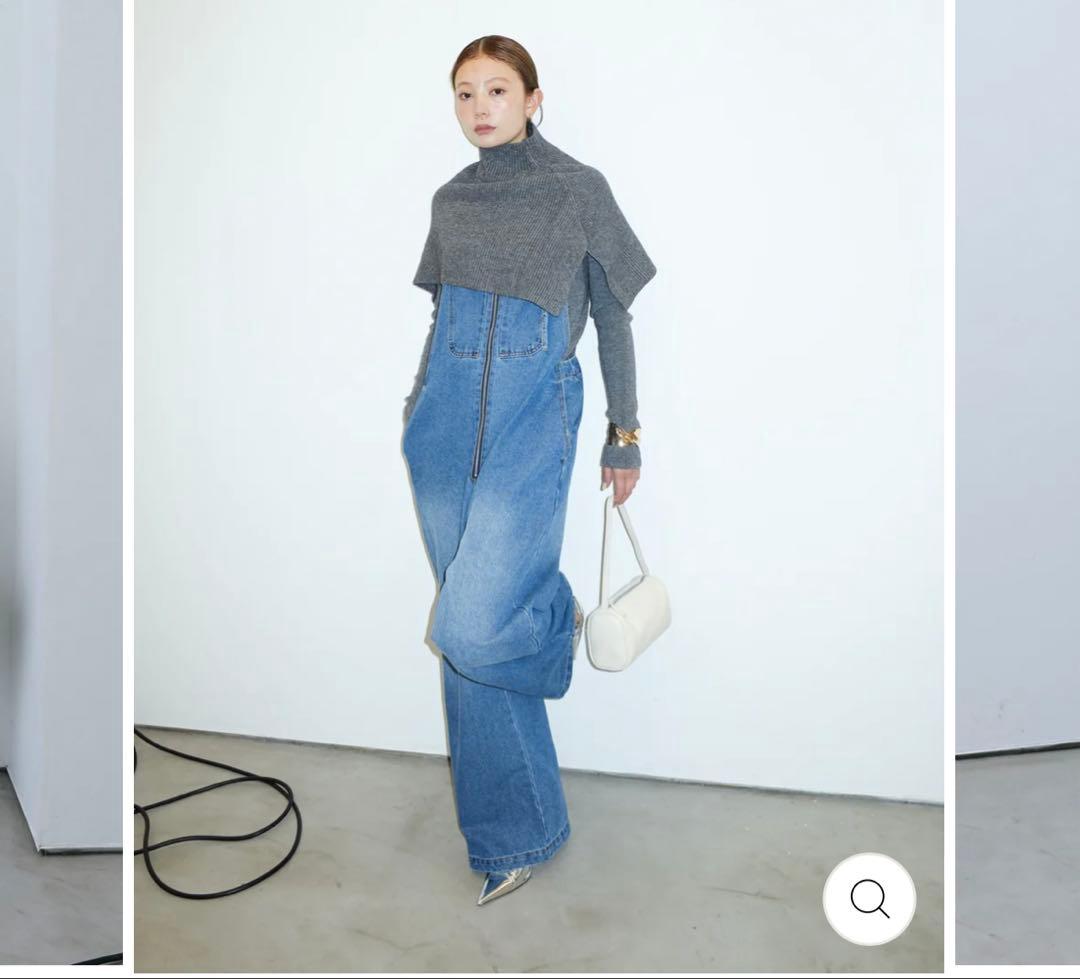 新品未使用/IAMALPHAケープアンサンブルニット+デニムサロペット