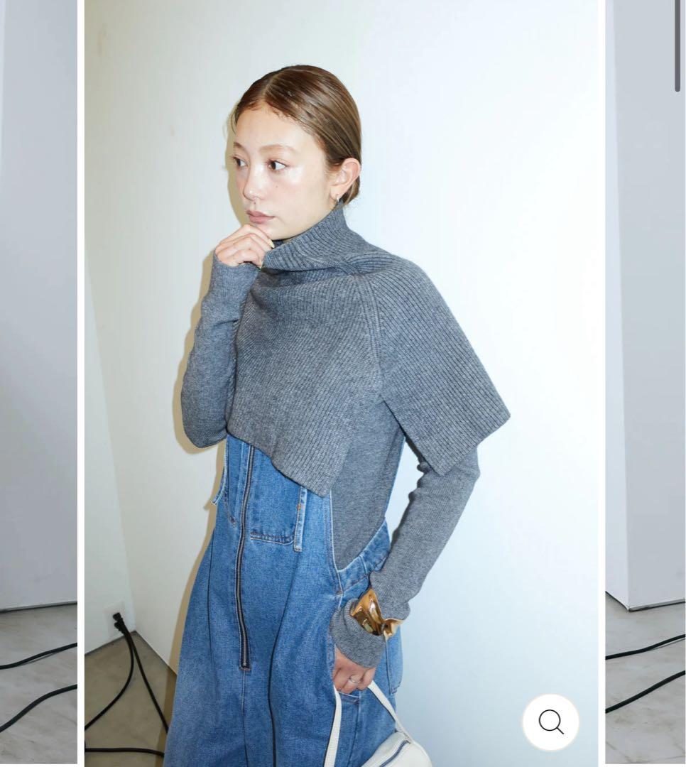 新品未使用/IAMALPHAケープアンサンブルニット+デニムサロペット