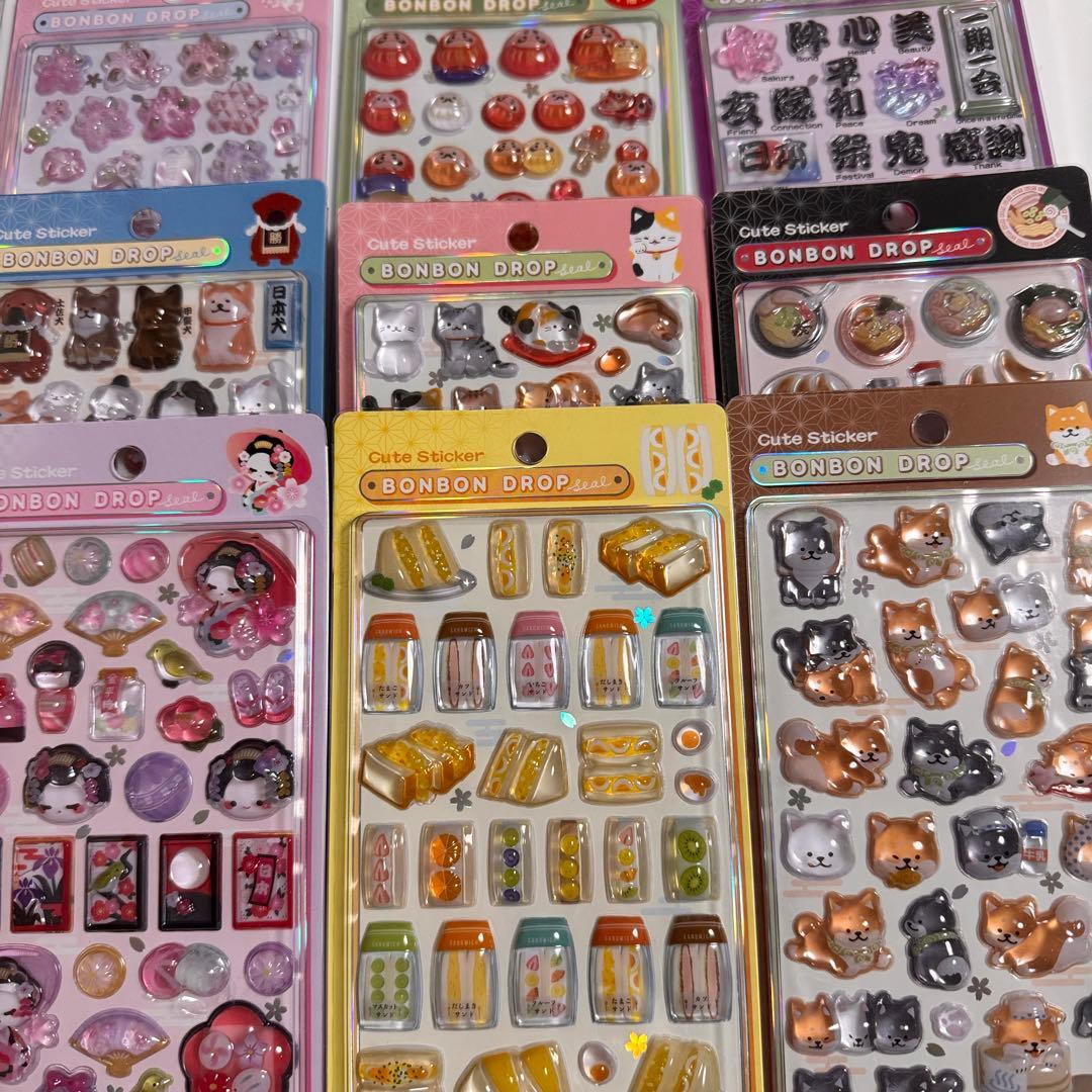 ボンボンドロップシール　新作　和柄　第二弾コンプリート+舞妓さん　おまけ付き