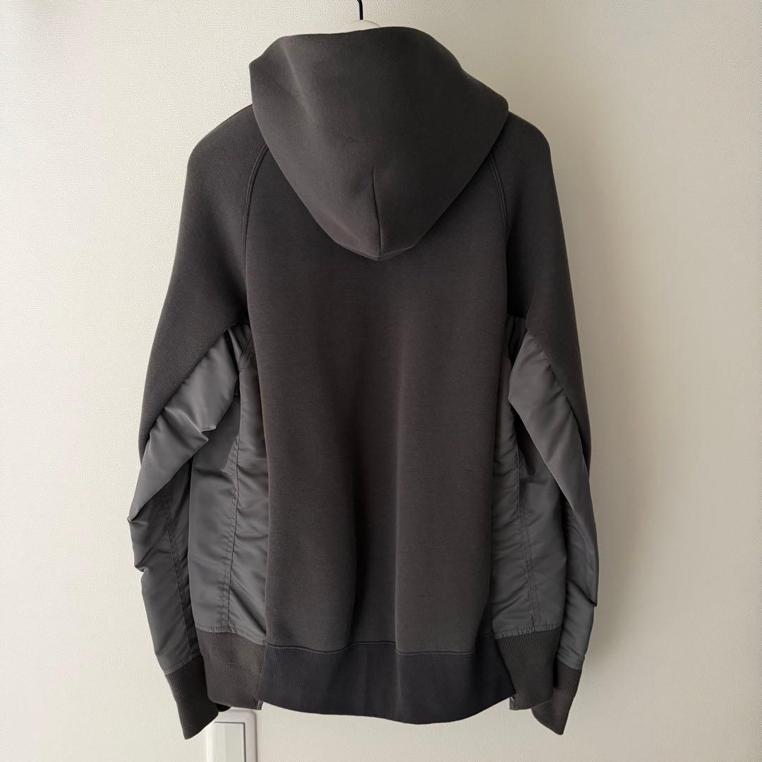 トップス sacai Sponge Sweat x Nylon Twill Hoodie