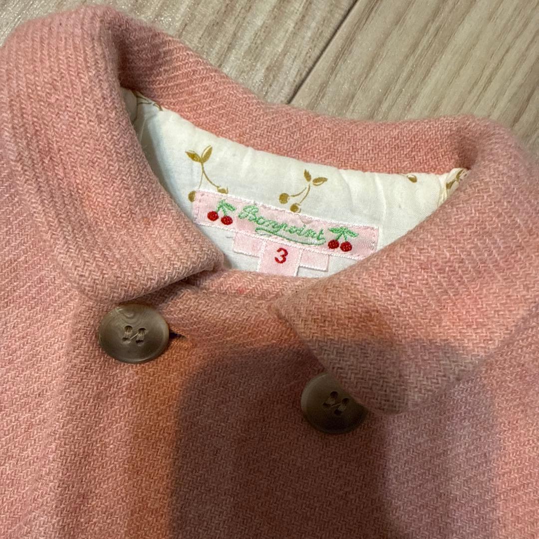 ピンク ダブルボタン ウールコート ポンポワン　 2歳、3歳用