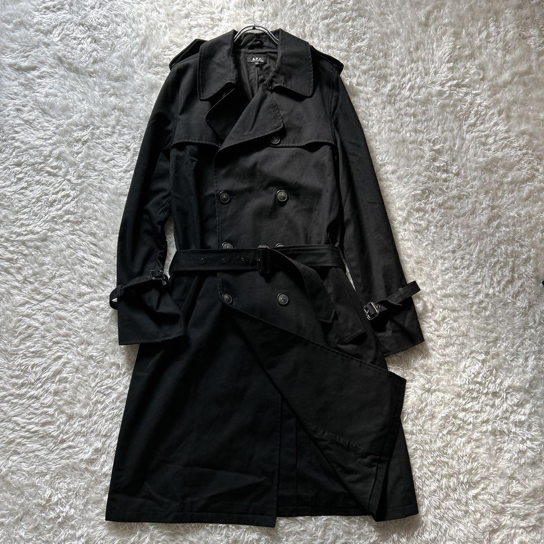 希少✨a.p.c トレンチコート　ブラック　ベルト　ロング　ダブル