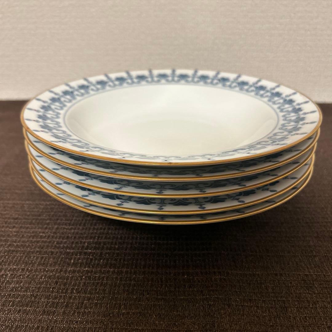 大倉陶園　呉須　金彩　手描き　スーププレート　ディナープレート