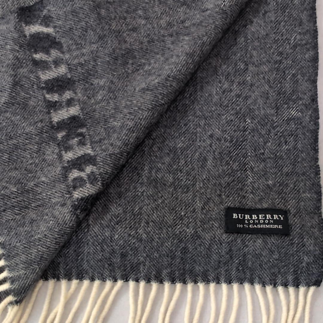 カシミヤ100% BURBERRY マフラー グレー 28×130 d130