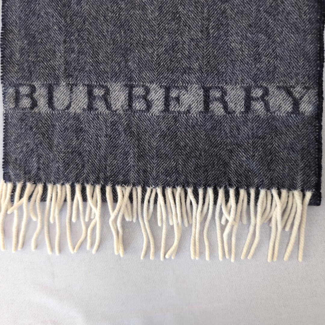 カシミヤ100% BURBERRY マフラー グレー 28×130 d130