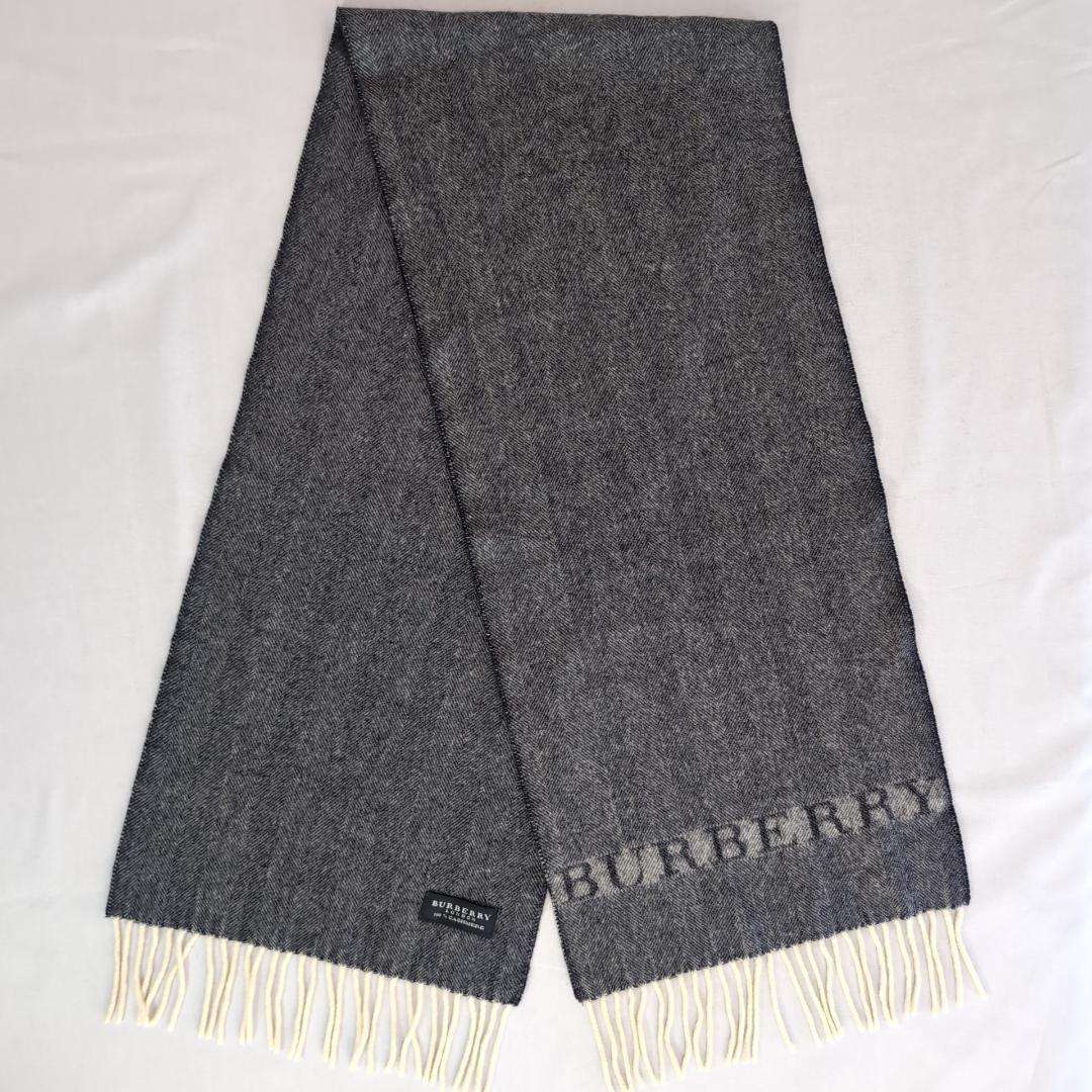 カシミヤ100% BURBERRY マフラー グレー 28×130 d130